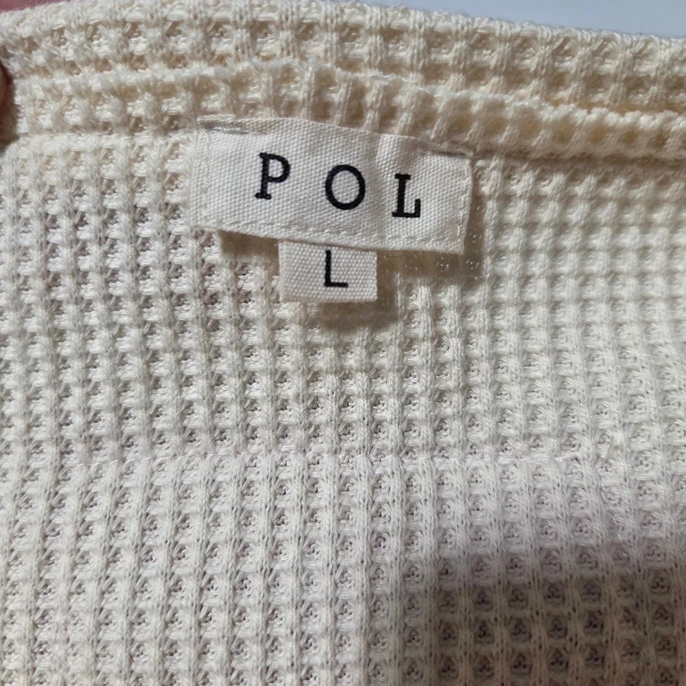 POL Mixed Media Waffle Knit Quilted Patchwork Pullover Top Cream Mauve YKT1307A - Picture 5 of 10
